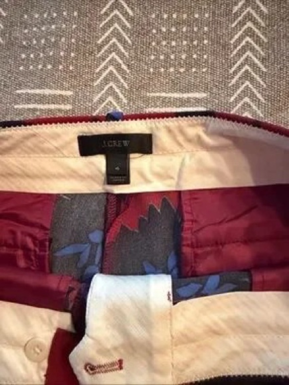 J. Crew Red Floral High-Rise Shorts with Black and Blue Print - Picture 3 of 3